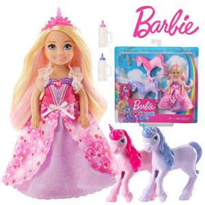 Bonecas modelo brinquedos GJK17 Dreamtopia Chelsea Pop Toy com dois bebês unicórnios casa de bonecas cenário de fantoches conjunto para meninas toxina 230712