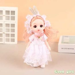 Poppen nieuw 16 cm BJD Mini Doll Mobile Connector Girl Baby 3d Big Eyes Beautiful Toy Poll and Costume Dressing 1/8 Fashion Doll S2452202 S2452201