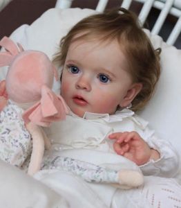 Poppen nieuwe 23 inch reborn poppen kit Toddler Girl Onvoltooide onvoltooide Missy Limited Edition Reborn Vinyl Doll Kit met naam op nek
