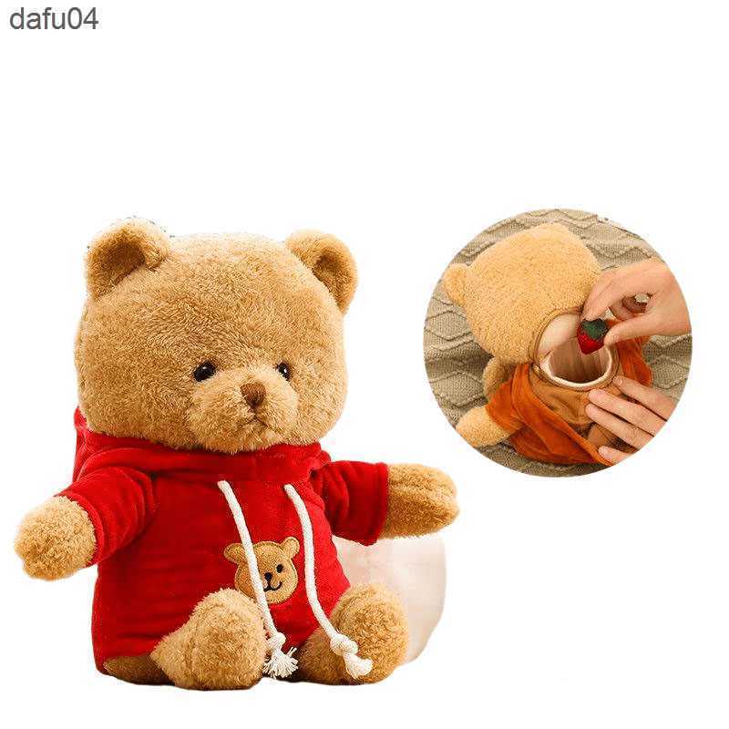 Lalki NOWOŚĆ 30 cm pluszowe niedźwiedź ukryte sejfy do przechowywania torba na pieniądze pudełka biżuterii dla dzieci dzieci zabawki kreatywne prezenty tajne pudełko lalka niedźwiedź l230522 L230522