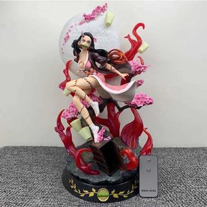 Poppen nieuw 42 cm gk demon slayer anime figuur Kamado Nezuko met lichte actie -beeldje collectible model standbeeld geschenk speelgoed voor kinderenl2403