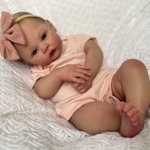 Poppen NPK 18 inch Reborn Baby Doll Meadow Soft Body 100 handgemaakte 3D Skin met zichtbare aderen Collectible Art Christmas Gift 230710