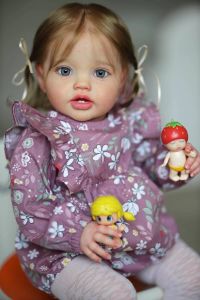 Dolls NPK 24inch pasgeboren baby Toddler Doll Reborn Lottie Princess Girl Lifelike Soft Touch 3D Skin Art Doll met handwortel haar