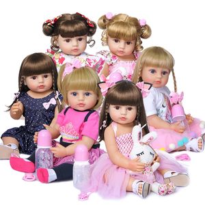 Dolls NPK 50CM Full Body Soft Silicone Sweet Face Reborn Toddler Baby Girl Birthday Christmas Gift High Quality 220912