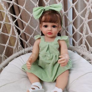 Dolls NPK 55cm Full Body Silicone Soft Touch Reborn Toddler Princess Betty Lifelike Hand Worted Hair 230426