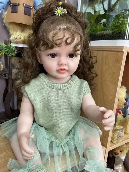 Muñecas NPK 55 cm Cuerpo completo Silicona suave Realista Tacto real Reborn Baby Girl Lovely Betty con poco pelo ondulado Niño Princesa Doll 231109