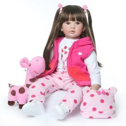 Poupées NPK 60CM haute qualité Reborn enfant en bas âge princesse fille poupée avec girafe Adorable réaliste bébé Bonecas Bebe poupée Reborn Menina 230216