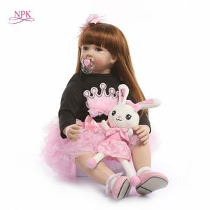 Muñecas NPK 60 cm Silicona Reborn Baby Doll Juguetes como vinilo real Princesa Bebés pequeños Muñecas Niñas Bonecas Regalo de cumpleaños Casa de juego 230206