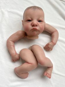Poppen NPK19inch al geverfde reborn-poponderdelen Levi Awake Levensechte baby 3D-schilderij met zichtbare aderen Doeklichaam inbegrepen 230627
