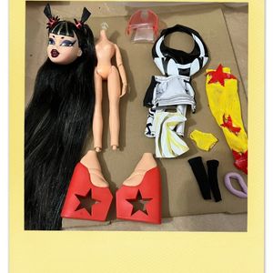 Muñecas muñeca original con solo cabeza lindo brazt negro blanco 27 cm dongcheng weilan ropa 230714