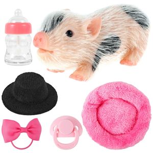Muñecas Cerdo Juguete Conjunto Mini Silicona Piglet Accesorio Suave Realista Lindo Reborn Nacido Animal Muñeca Regalo para niños 231122