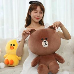 Poupées en peluche poupées ligne amis peluche ours brun Cony Kawaii dessin animé décor à la maison Couple peluche poupée oreiller anniversaire noël fille Ki