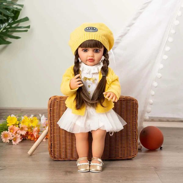 Dolls Real 55cm 22 pouces Recycled Doll Real All Silicone Vinyl Baby Doll NOUVELLE-DANNE fille Doll Princess Baby Toy Gift S2452202 S2452201