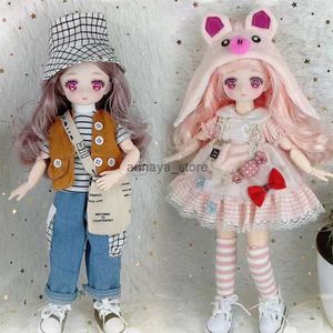 Muñecas Muñeca Reborn 30 cm articulación de bola muñeca Bjd móvil conjunto de ropa Kawaii 6 cm niñas cara cómica lindo bebé juguete para niños regalos de navidad