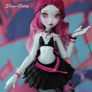 Poppen Shuga Fairy 1/4 BJD pop Kacey rechtop en slappe oren Spice Girls zwart en roze stijl Bunny speelgoed kogelgewricht pop 230804
