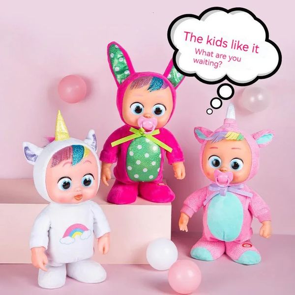 Muñecas Simulación Bebé Llorando Muñeca Música Niños pequeños y niñas Juguete eléctrico Regalos sorpresa mágicos para 231207