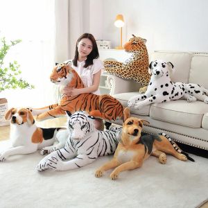 Poupées simulation allongée animal en peluche jouet mignon grande taille léopard chien tiger canapé-lit coussins oreiller poupée