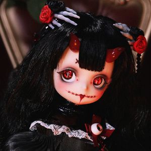 Poupées Minuscule poupée BJD 16 jouets d'art pour fille Halloween squelette épingle à cheveux corne fantaisie Fullset Figure UT corps 230923