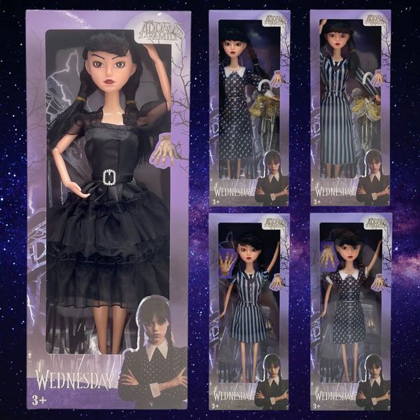 Poupées mercredi Anime Figure Addams famille Action Figurine modèle Pvc décor Derss Up jouets Collection enfants anniversaire Gif 231013