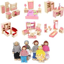 Poppen Houten poppenhuismeubilair Miniatuurspeelgoed voor poppen Kinderen Kinderen Huisspeelspeelgoed Mini-meubelsets Poppenspeelgoed Jongens Meisjes Geschenken 231019