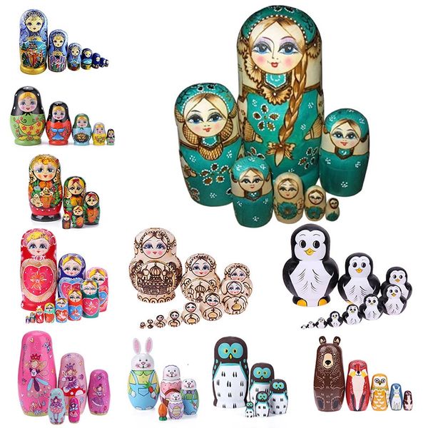 Poupées Poupées Matrioska en bois Jouets Filles Poupées gigognes russes Enfants Jouet éducatif Fait à la main en bois Matryoshka Poupée CraftsToy 230918