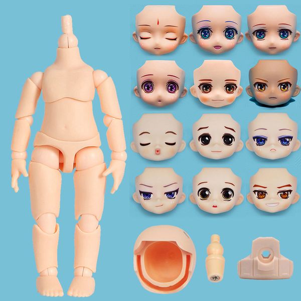 Poupées YMY poupée normale blanc ensemble poupée corps tête visage 10 cm poupée articulée mobile bricolage jouet Gsc Obitsu tête accessoires remplaçables 230829