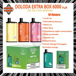 DOLODA EXTRA BOX 6000 Puff jetables E cigarettes bobine de maille 1.2ohm 14ml Pod batterie rechargeable électronique Cigs Puff 6K 2% 5% Vape jetable