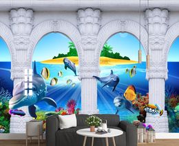 Dolphin 3D Wallpaper Wall Decoraties Woonkamer Slaapkamer Sofa TV Achtergrond Home Improvement Hoge kwaliteit Papel de Parede 3D