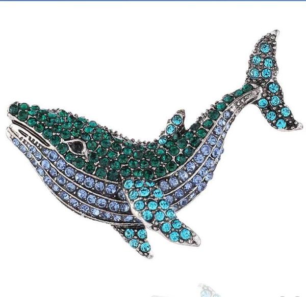 Dauphin cristal broche Badges dessin animé bijoux briller Unique baleine Corsage océan Animal broche pour femmes fille fête faveurs