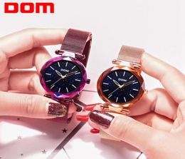 Dom Brand Femmes de luxe Quartz Regardez le minimalisme Fashion Femelle décontractée Wristwatch imperméable Gold Steel Reloj Mujer G1244GK1M5238088