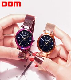 Dom Brand Femmes de luxe Quartz Regardez le minimalisme mode Feme décontractée Wristwatch imperméable Gold Steel Reloj Mujer G1244GK1M7320718