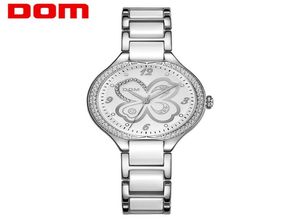 Dom Fashion Femmes Diamants Tirettes de poignet Ceramics Watch Band Top Luxury Brand Robe Ladies Genève Clock G1271D7MS8641426