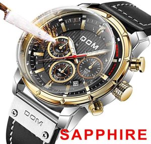 Dom Sapphire Sport Watches for Men Top Brand Luxury Lederen Polshorloge Man Clock Chronograph PolsWatch M1320DBL1M CX24825998