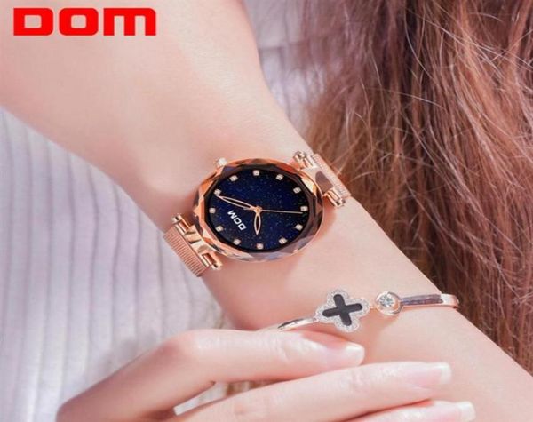 Dom Starry Sky Dial Crystal Watch Women Women Waterproof S acero inoxidable marca de lujo Rose Gold Female Women Women G1244GK1M2245827428