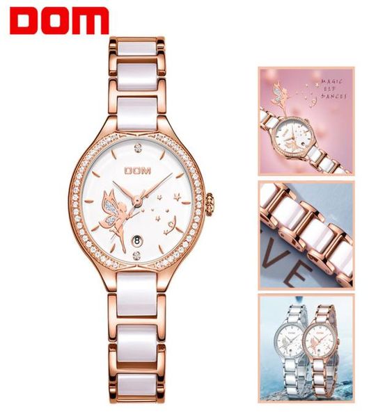 Dom Femmes regarde la mode Ceramics WatchBand Diamond Wrist Watch Top Brand Luxury Robe Ladies Geneva Quartz Clock G1271G7M25016611