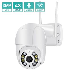 Caméras dômes 3MP 2K Super Mini PTZ Wifi H.265 IP filaire sans fil Zoom numérique 4x Suivi automatique AI Détection humaine ICSEE 221108