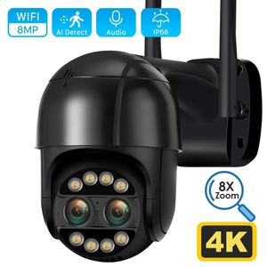 Dome Camera's 4K 8MP PTZ IP Camera Dual Lens 8x Zoom WiFi Outdoor Security Cam 2K 4MP CCTV Video Surveillance AI Human Detection Icsee Alexa 221117