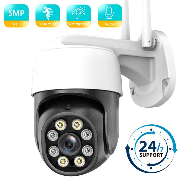 Caméras dôme 5MP Cloud WIFI caméra Ai détection humaine suivi automatique CCTV vidéo Surveillance caméra extérieure 1080P Audio bidirectionnel PTZ IP caméra 221025