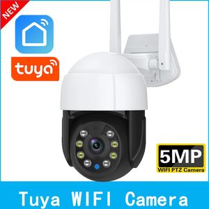 Caméras dôme 5MP Tuya vitesse dôme PTZ IP caméra extérieure suivi automatique sans fil WIFI caméra P2P CCTV caméra couleur AI détecter Surveillance 231208