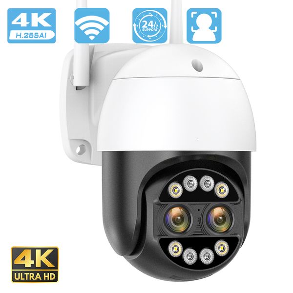 Caméras dôme 8MP WiFi Surveillance vidéo à double objectif IP 8X Zoom numérique Couleur Vision nocturne IP66 Extérieur 4K Sécurité CCTV 221117
