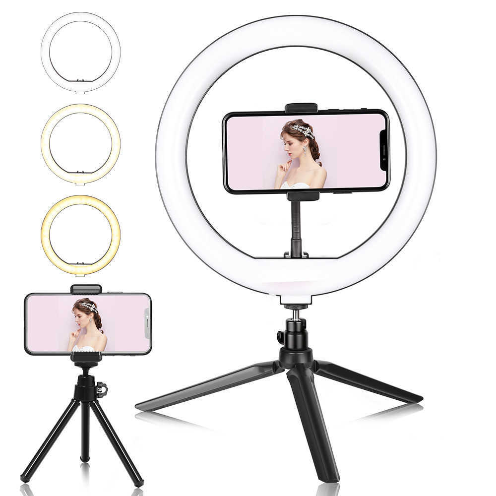 ドームカメラ調光可能な RGB LED Selfie リング補助光フォトリングランプ三脚付きメイクアップビデオライブ Aro De Luz パラ CelularJ230228