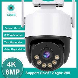 Caméras dôme ICSEE 4K 8MP PTZ caméra 5MP vitesse dôme suivi automatique deux voies Audio couleur Vision nocturne extérieure étanche WIFI caméra de sécurité 231208