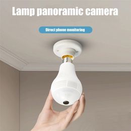 Cámaras domo Bombilla LED 1080P HD Inalámbrico Panorámico Seguridad para el hogar WiFi CCTV Lámpara ojo de pez IP 360 grados 221025