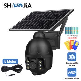 Dome Camera's Shiwojia Outdoor Solar Camera 4G SIM GSM Wireless Beveiliging Zwart Detachable Solar Cam Batterij CCTV Video Surveillance Telefoon 221025