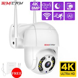 Caméras dôme SIMICAM 4K PTZ IP WIFI Caméra de sécurité Vision nocturne couleur avec audio bidirectionnel Smart 2MP 5MP 8MP CCTV sans fil Pan Tilt 4XZoom 221108