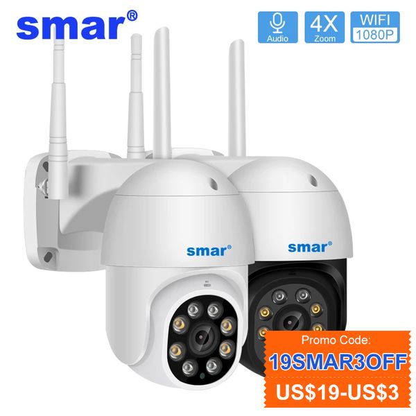 Caméras dôme Smar 1080P Caméra PTZ sans fil Extérieure Zoom numérique 4X Full Color Night Vision AI Human Detect 2MP WIFI IP Camera Audio 221025