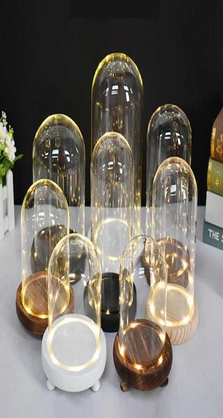 Bougies parfumées en forme de dôme, pot en verre transparent avec Base en bois, décoration de plusieurs tailles pour bougie 01038092262