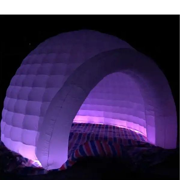 Carpa inflable de cúpula para fiestas con luces Led, carpa de media bóveda brillante, iglús para acampar al aire libre con Control remoto