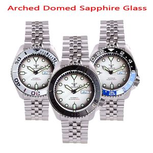 Verre saphir bombé SKX Mod Montre mécanique en acier pour hommes S NH36 Movt Insert en céramique Blanc SUB Cadran 200m Horloge de plongée 38 Couronne 240327