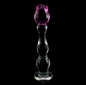 DOMI 213cm ijs en vuurreeks Rose Flower Design Glass vrouwen Dildo volwassen kont Anal plug seks speelgoed Y181101065953185